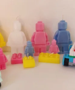 echte kaarsen in de vorm van lego, unieke cadeauset