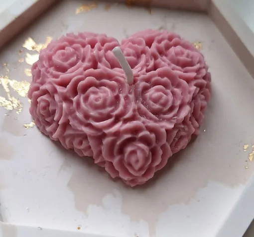 hart, roosjes, liefde, kaars