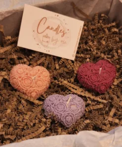 Hart, roosjes, kaars, koolzaadwas, duurzaam., giveaway, bruiloft, trouwen, huwelijk, bedankje