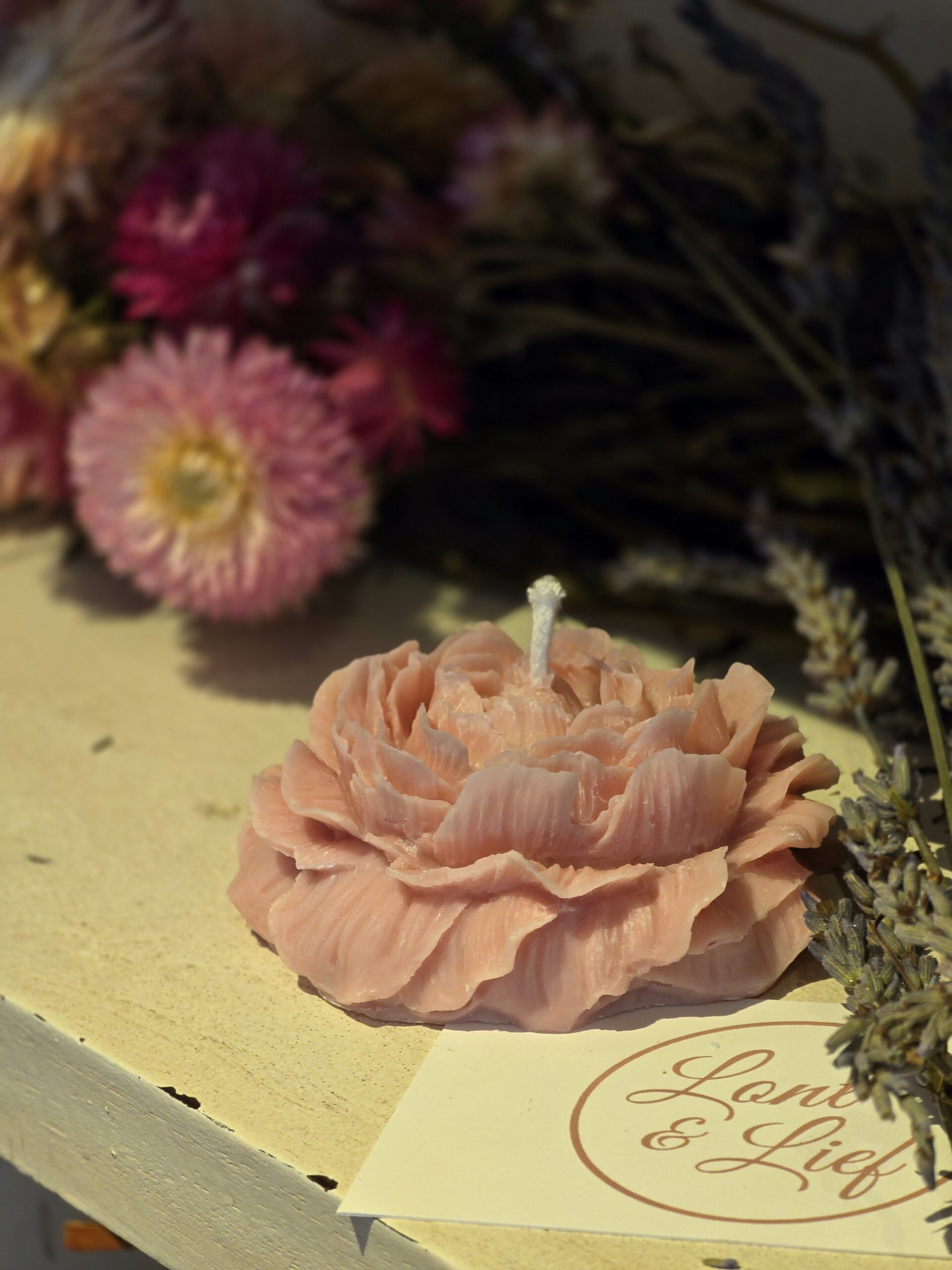 Pioen Roosjes Kaars - Afbeelding 3